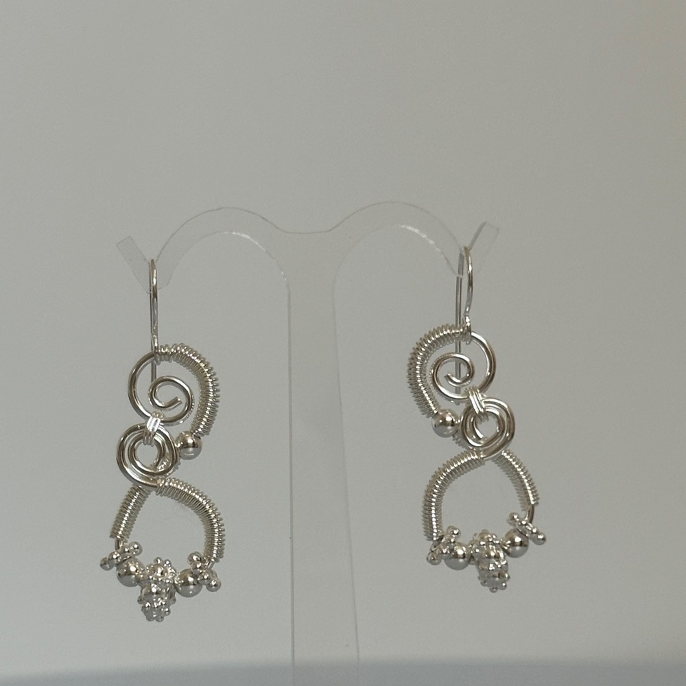 Elegant 925 Silver Handcrafted Silver Swirl Drop Earrings - Sterling-Tone